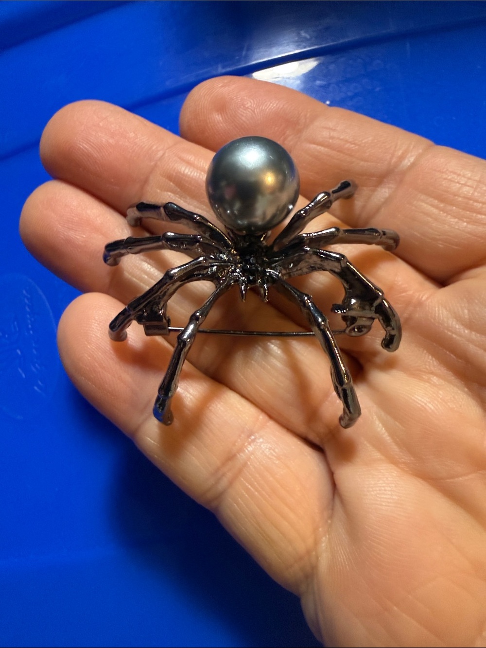 Black Spider Pearl Brooch - Fashion Jewelry
